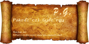 Pakróczi György névjegykártya
